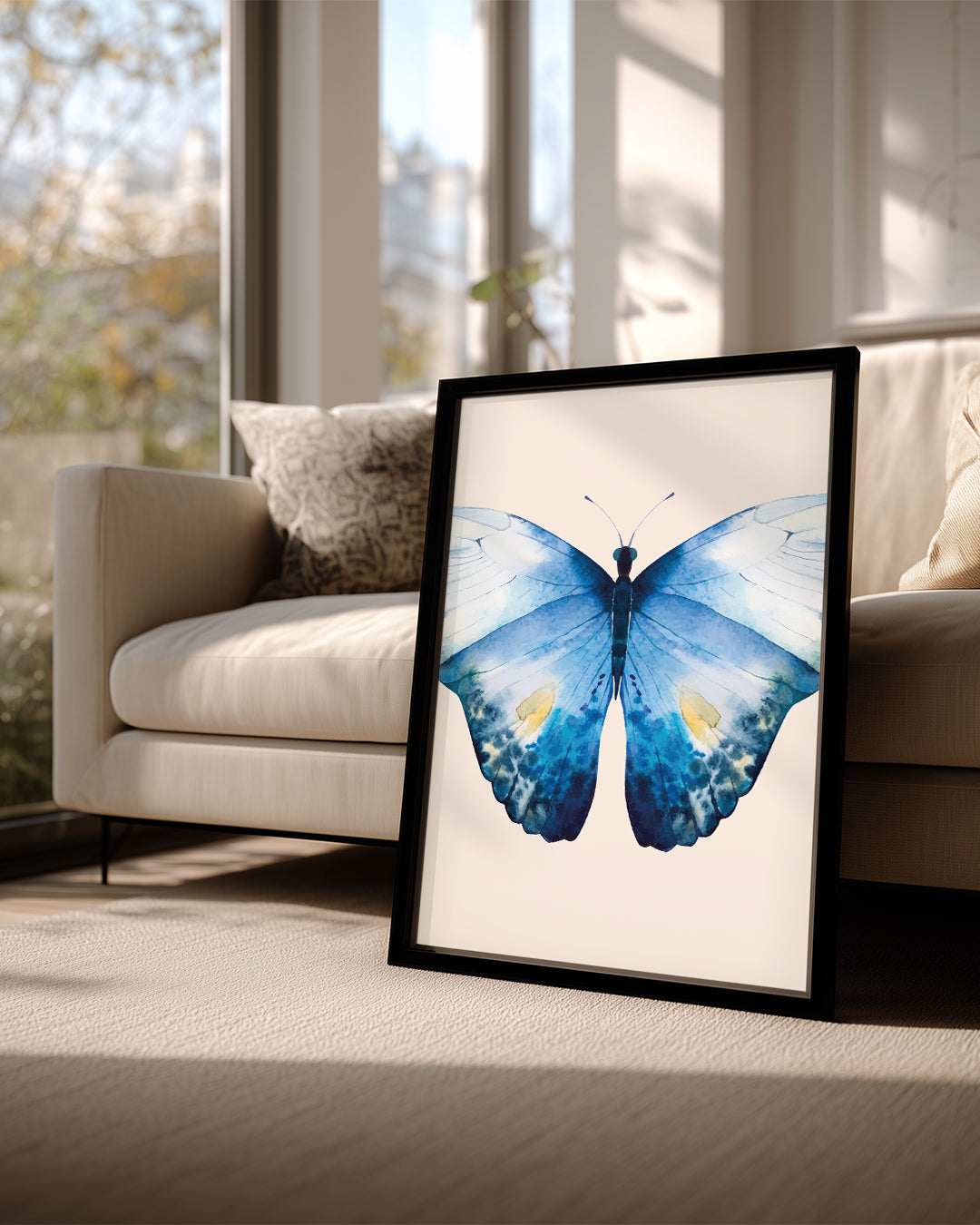 Kelebek - Mavi Kanat Deseni Poster Tablosu