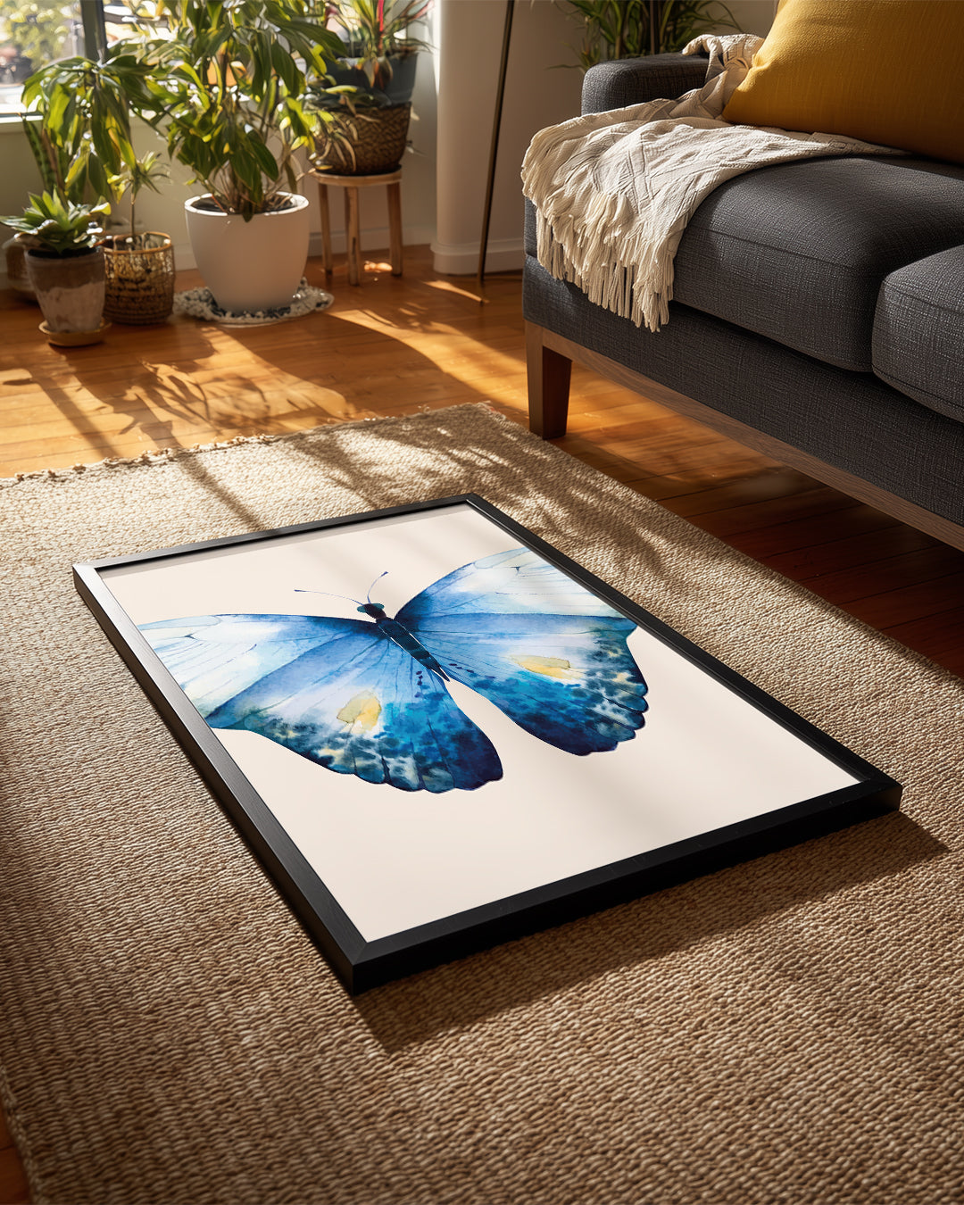 Kelebek - Mavi Kanat Deseni Poster Tablosu