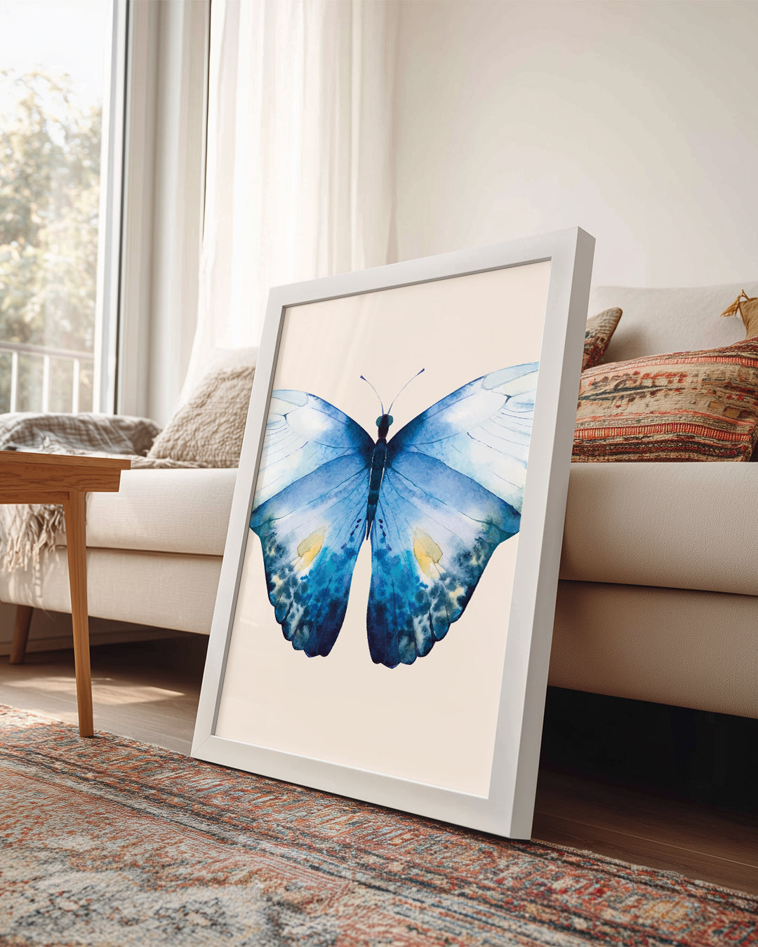 Kelebek - Mavi Kanat Deseni Poster Tablosu
