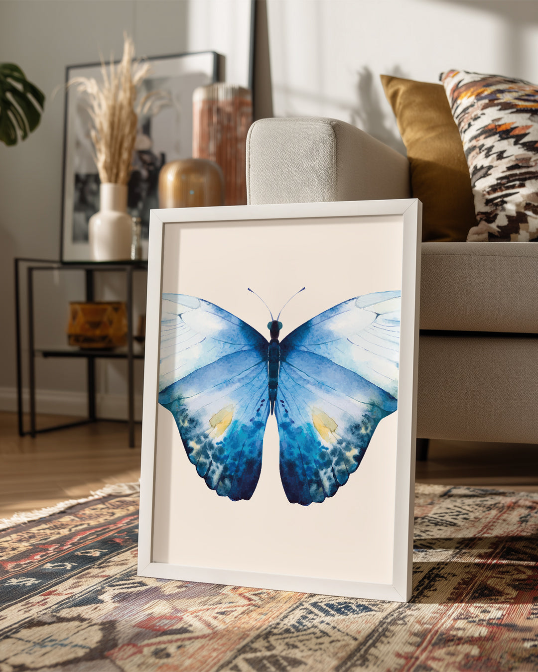 Kelebek - Mavi Kanat Deseni Poster Tablosu