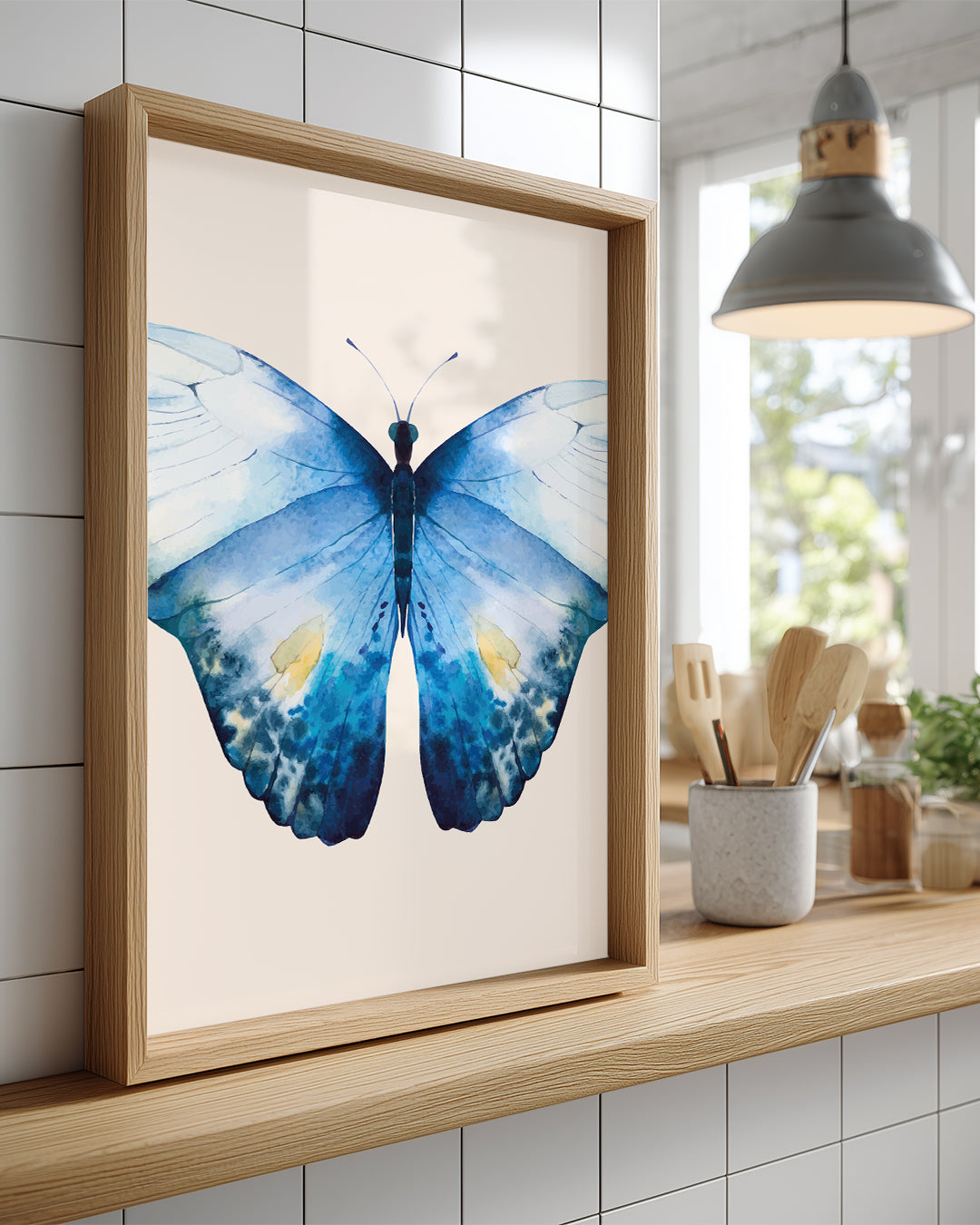 Kelebek - Mavi Kanat Deseni Poster Tablosu