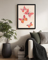 Kelebek - Pembe Kanat Deseni Poster Tablosu