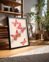 Kelebek - Pembe Kanat Deseni Poster Tablosu