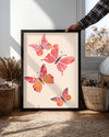 Kelebek - Pembe Kanat Deseni Poster Tablosu