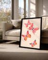 Kelebek - Pembe Kanat Deseni Poster Tablosu