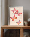 Kelebek - Pembe Kanat Deseni Poster Tablosu