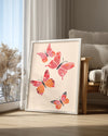 Kelebek - Pembe Kanat Deseni Poster Tablosu