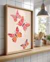 Kelebek - Pembe Kanat Deseni Poster Tablosu