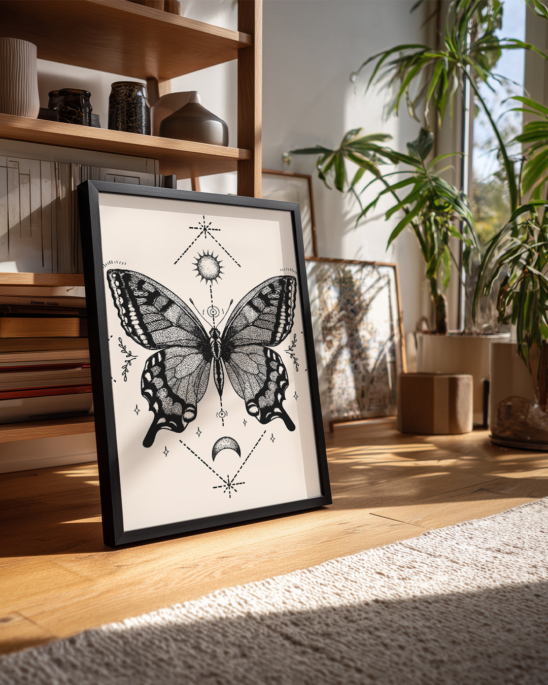 Kelebek - Siyah Beyaz Desen Poster Tablosu