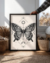 Kelebek - Siyah Beyaz Desen Poster Tablosu