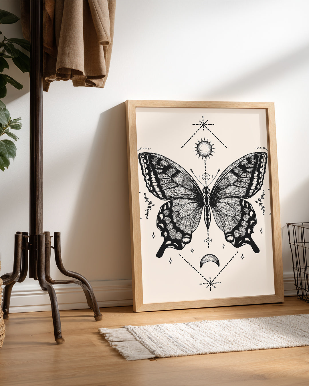 Kelebek - Siyah Beyaz Desen Poster Tablosu