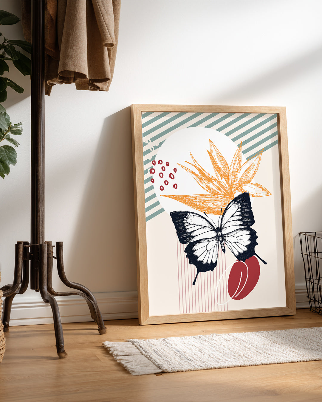Kelebek - Siyah Beyaz Kanat Deseni Poster Tablosu