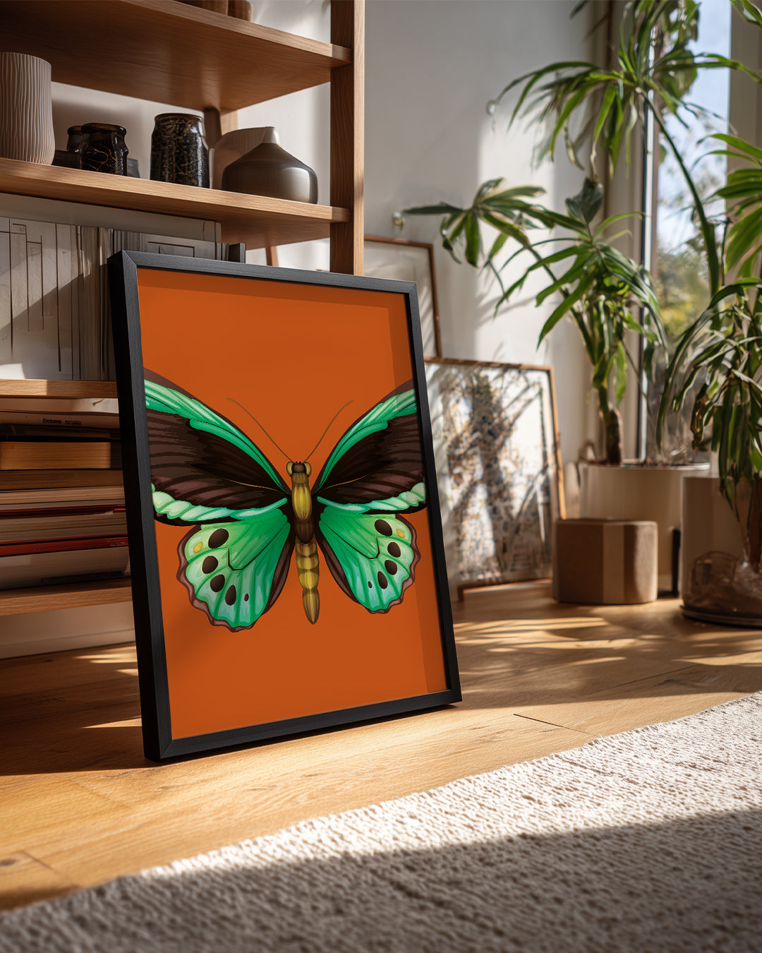 Kelebek - Yeşil Kanat Deseni Poster Tablosu