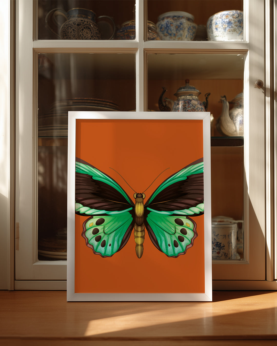 Kelebek - Yeşil Kanat Deseni Poster Tablosu