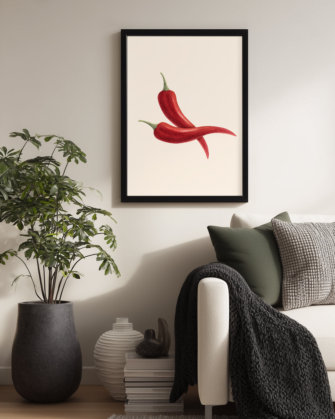 Kırmızı Biber - Doğal Çizim Tasarımı Poster Tablosu