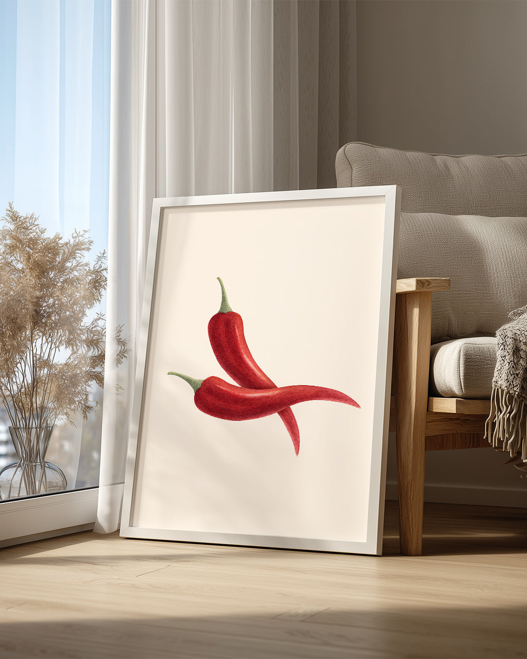 Kırmızı Biber - Doğal Çizim Tasarımı Poster Tablosu