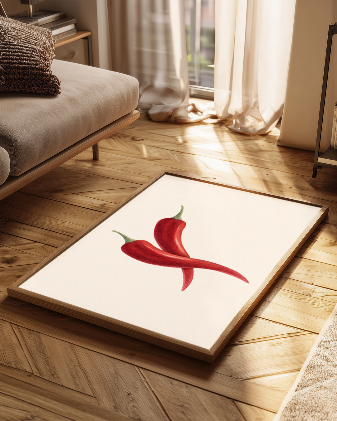 Kırmızı Biber - Doğal Çizim Tasarımı Poster Tablosu