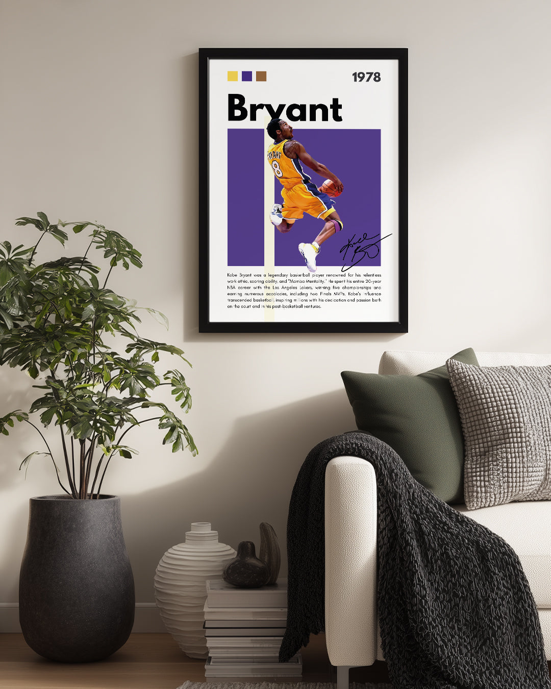 Kobe Bryant 1978 Mor Arkaplan Poster Tablosu