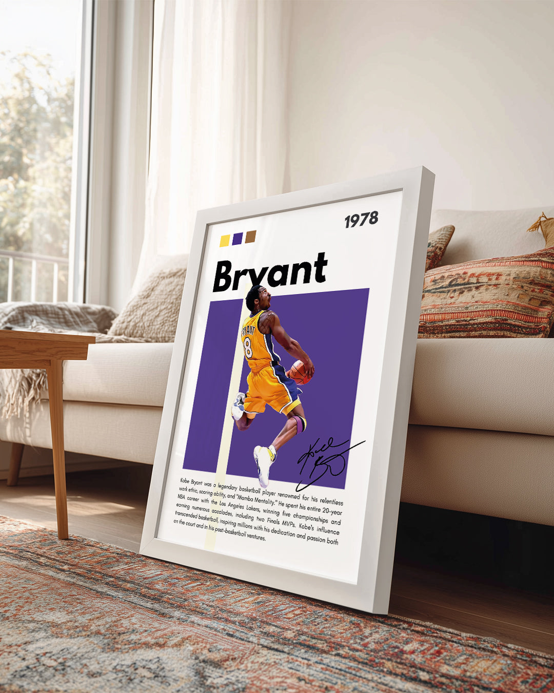 Kobe Bryant 1978 Mor Arkaplan Poster Tablosu