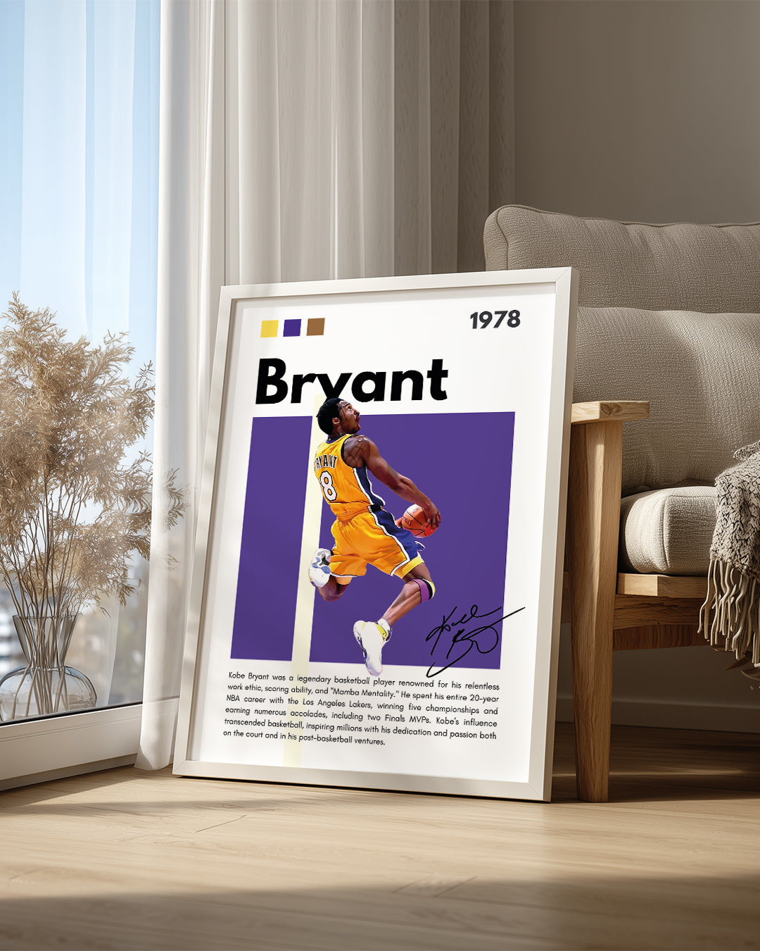 Kobe Bryant 1978 Mor Arkaplan Poster Tablosu