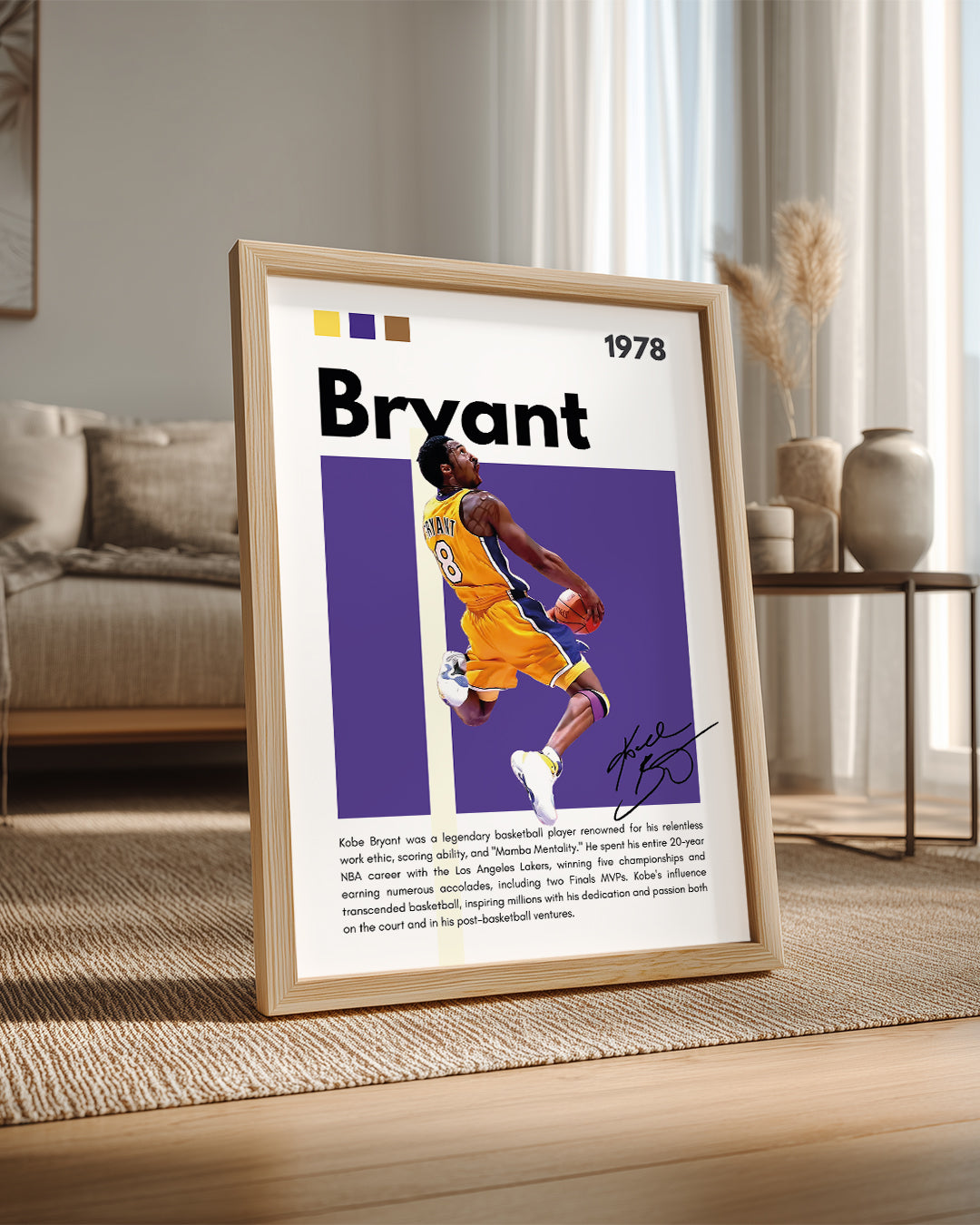 Kobe Bryant 1978 Mor Arkaplan Poster Tablosu