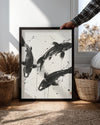 Koi Balıkları - Siyah Beyaz Fırçayla Poster Tablosu
