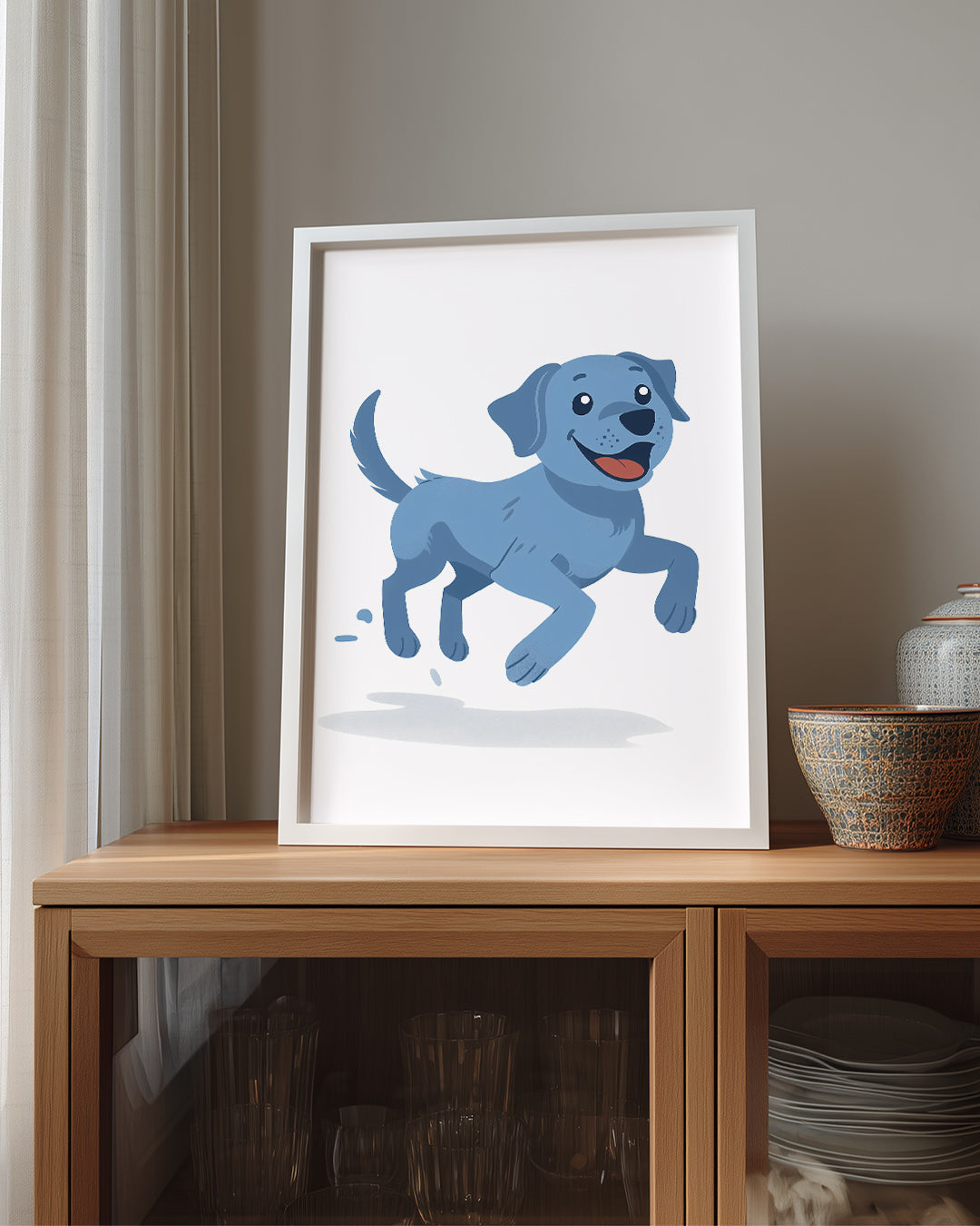 Köpek - Mavi Mutluluk Poster Tablosu
