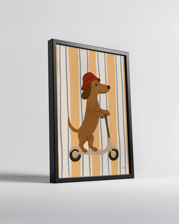 Köpek Scooter Kullanıyor - Eğlenceli Ve Sevimli Tasarım Poster Tablosu