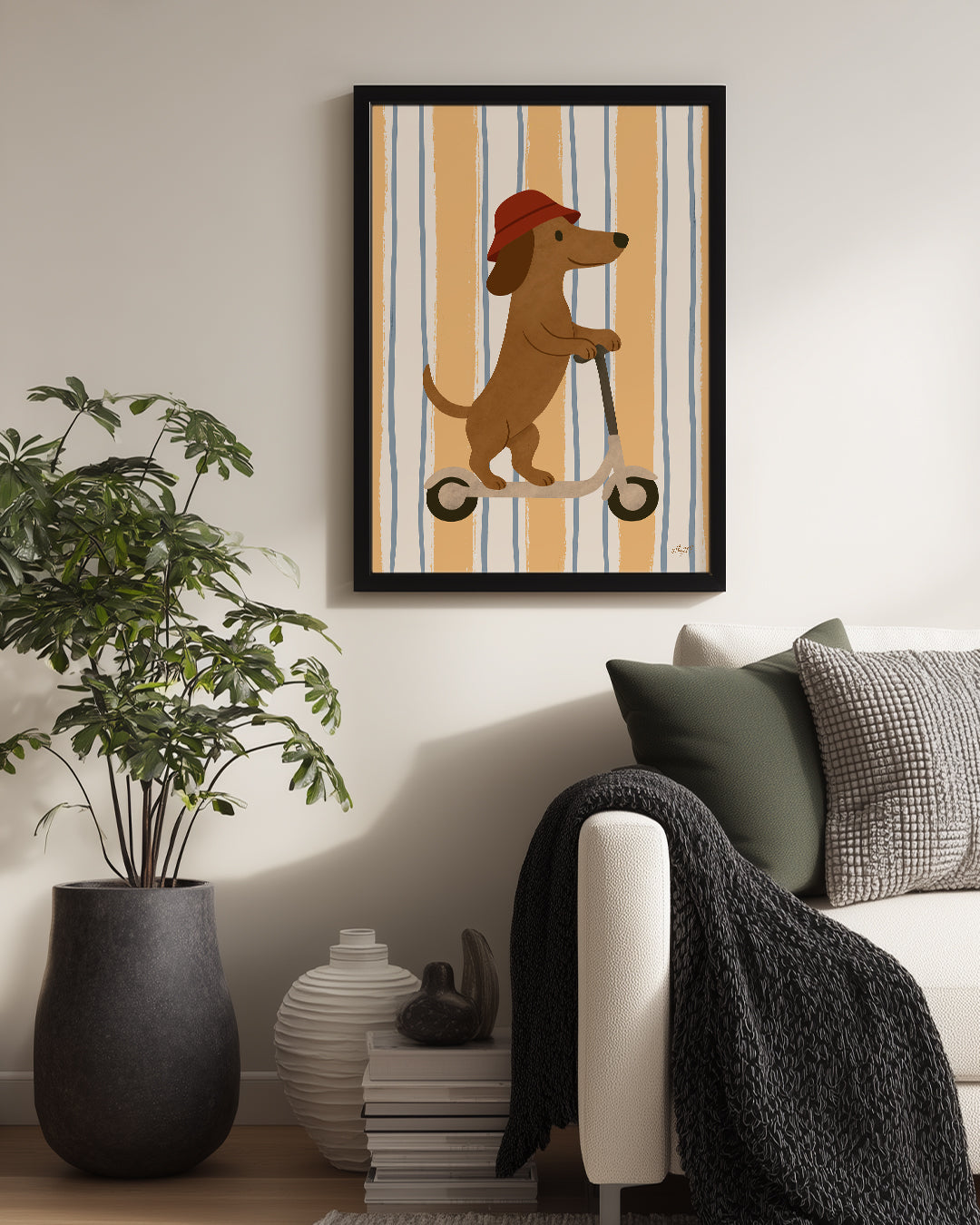 Köpek Scooter Kullanıyor - Eğlenceli Ve Sevimli Tasarım Poster Tablosu