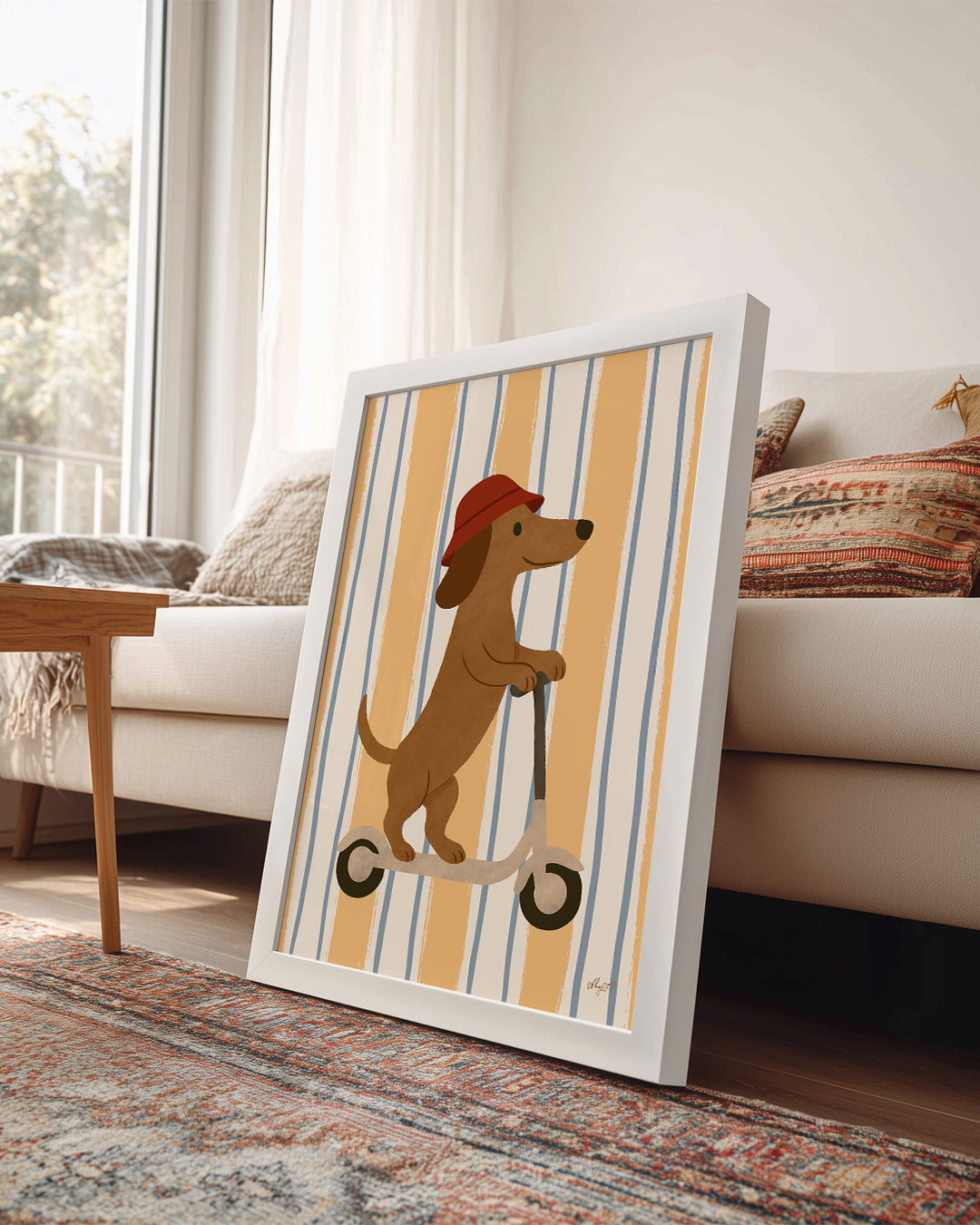 Köpek Scooter Kullanıyor - Eğlenceli Ve Sevimli Tasarım Poster Tablosu