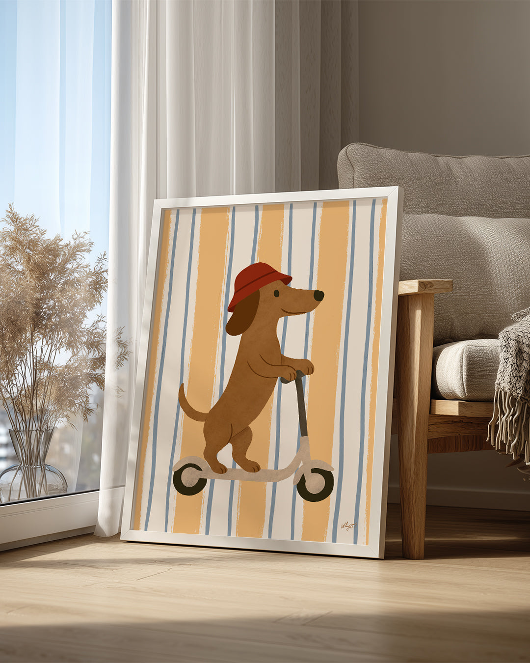 Köpek Scooter Kullanıyor - Eğlenceli Ve Sevimli Tasarım Poster Tablosu