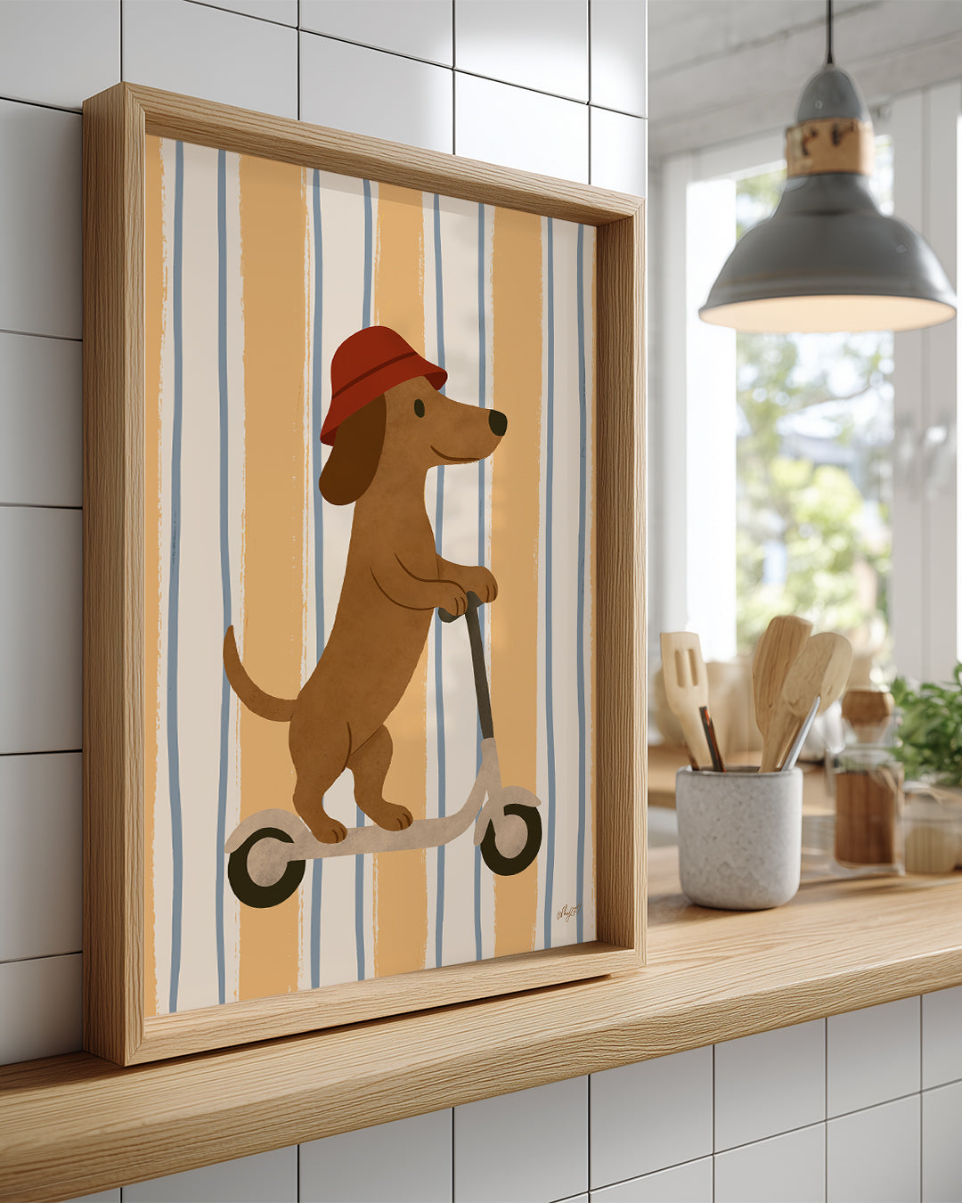 Köpek Scooter Kullanıyor - Eğlenceli Ve Sevimli Tasarım Poster Tablosu