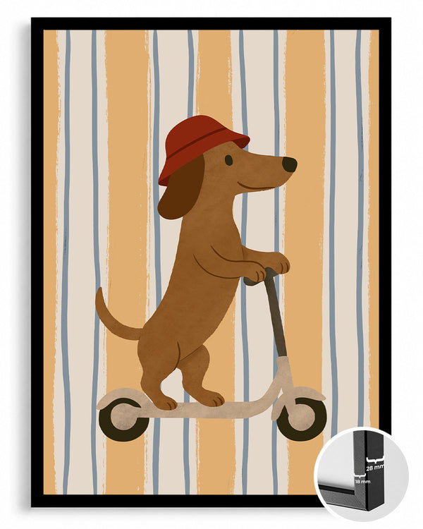 Köpek Scooter Kullanıyor - Eğlenceli Ve Sevimli Tasarım Poster Tablosu