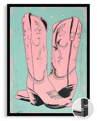 Kovboy Çizmesi - Pembe Pop Art Poster Tablosu