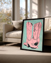Kovboy Çizmesi - Pembe Pop Art Poster Tablosu