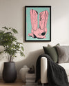 Kovboy Çizmesi - Pembe Pop Art Poster Tablosu