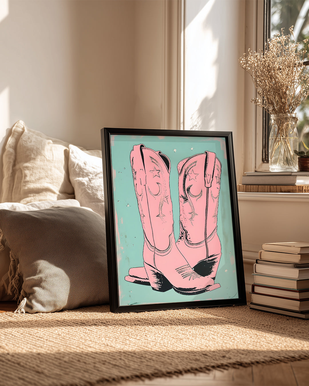 Kovboy Çizmesi - Pembe Pop Art Poster Tablosu