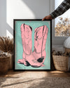 Kovboy Çizmesi - Pembe Pop Art Poster Tablosu