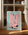 Kovboy Çizmesi - Pembe Pop Art Poster Tablosu