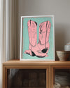 Kovboy Çizmesi - Pembe Pop Art Poster Tablosu