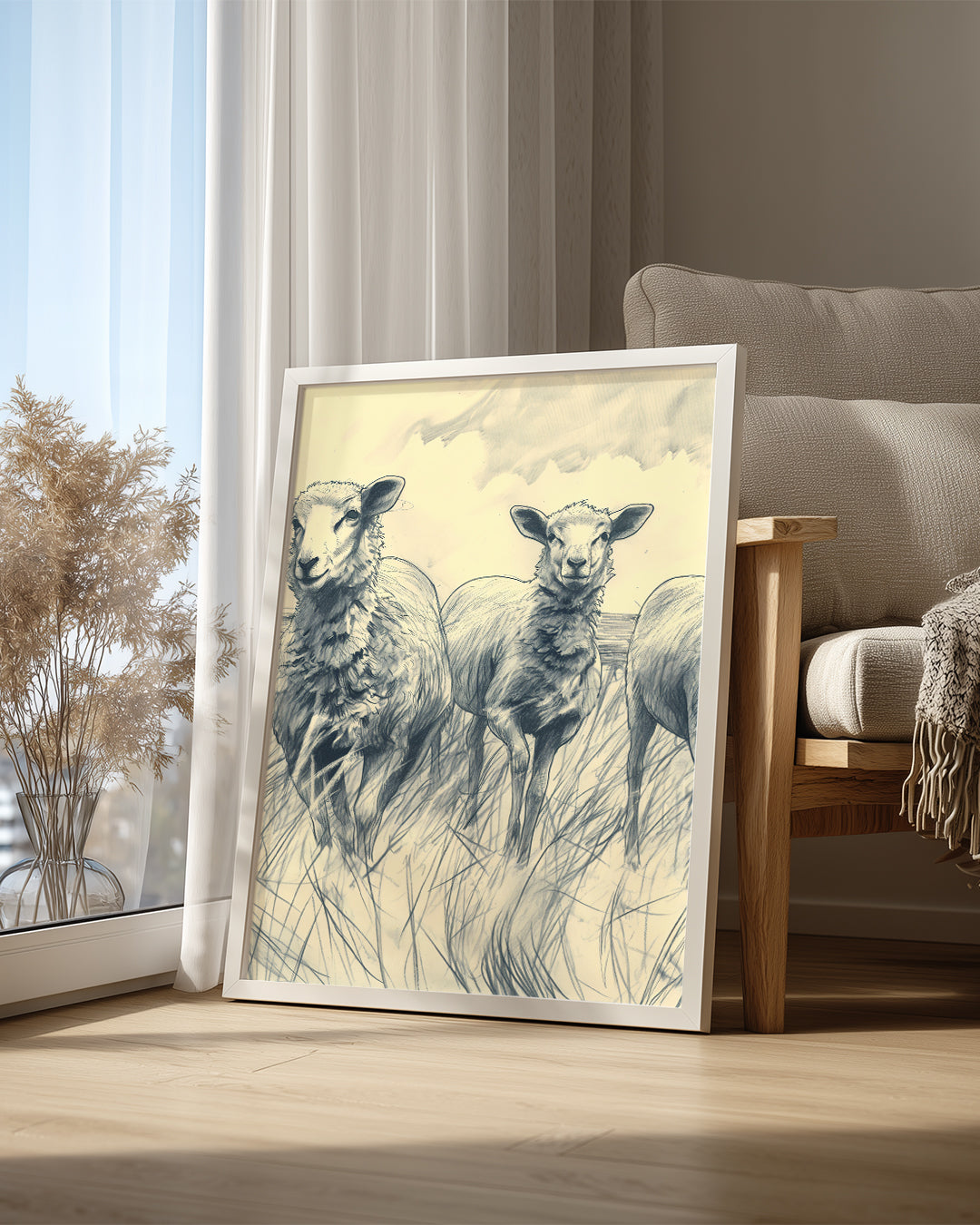 Koyun - Gruplar Halinde Otlayan Poster Tablosu