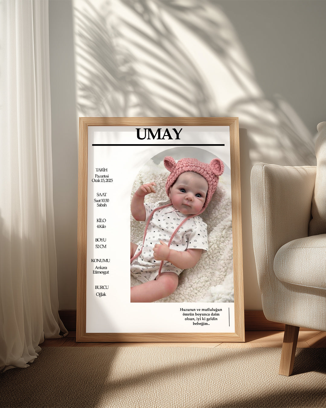 Küçük Mucize – Kişiselleştirilebilir Bebek Doğum Posteri