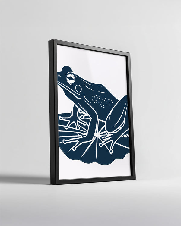 Kurbağa - Su Lalesi Üzerinde Poster Tablosu