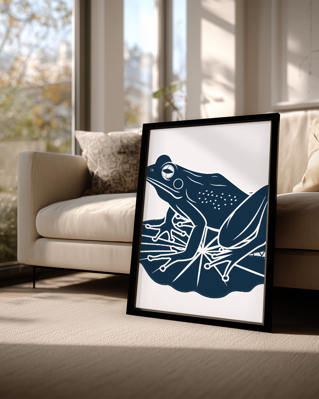Kurbağa - Su Lalesi Üzerinde Poster Tablosu