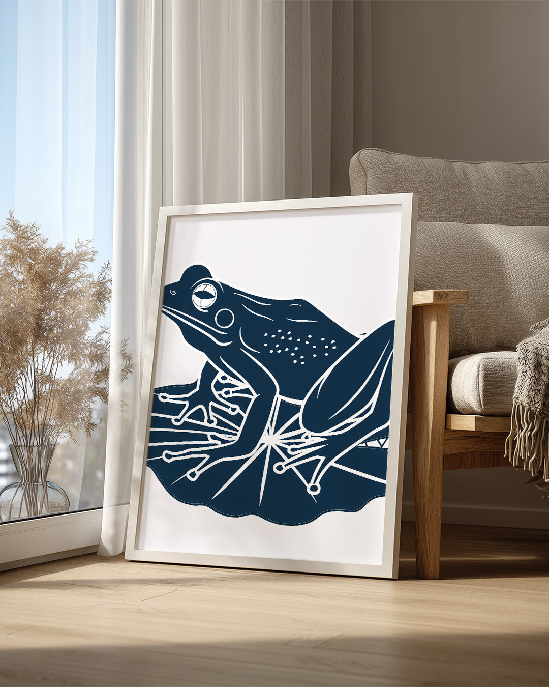 Kurbağa - Su Lalesi Üzerinde Poster Tablosu