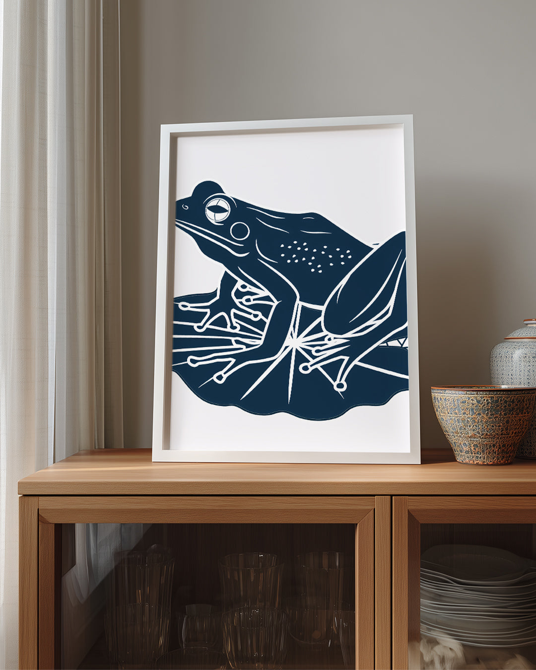 Kurbağa - Su Lalesi Üzerinde Poster Tablosu