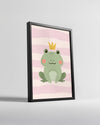 Kurbağa Prens - Sevimli Taçlı Karakter İllüstrasyonu Poster Tablosu