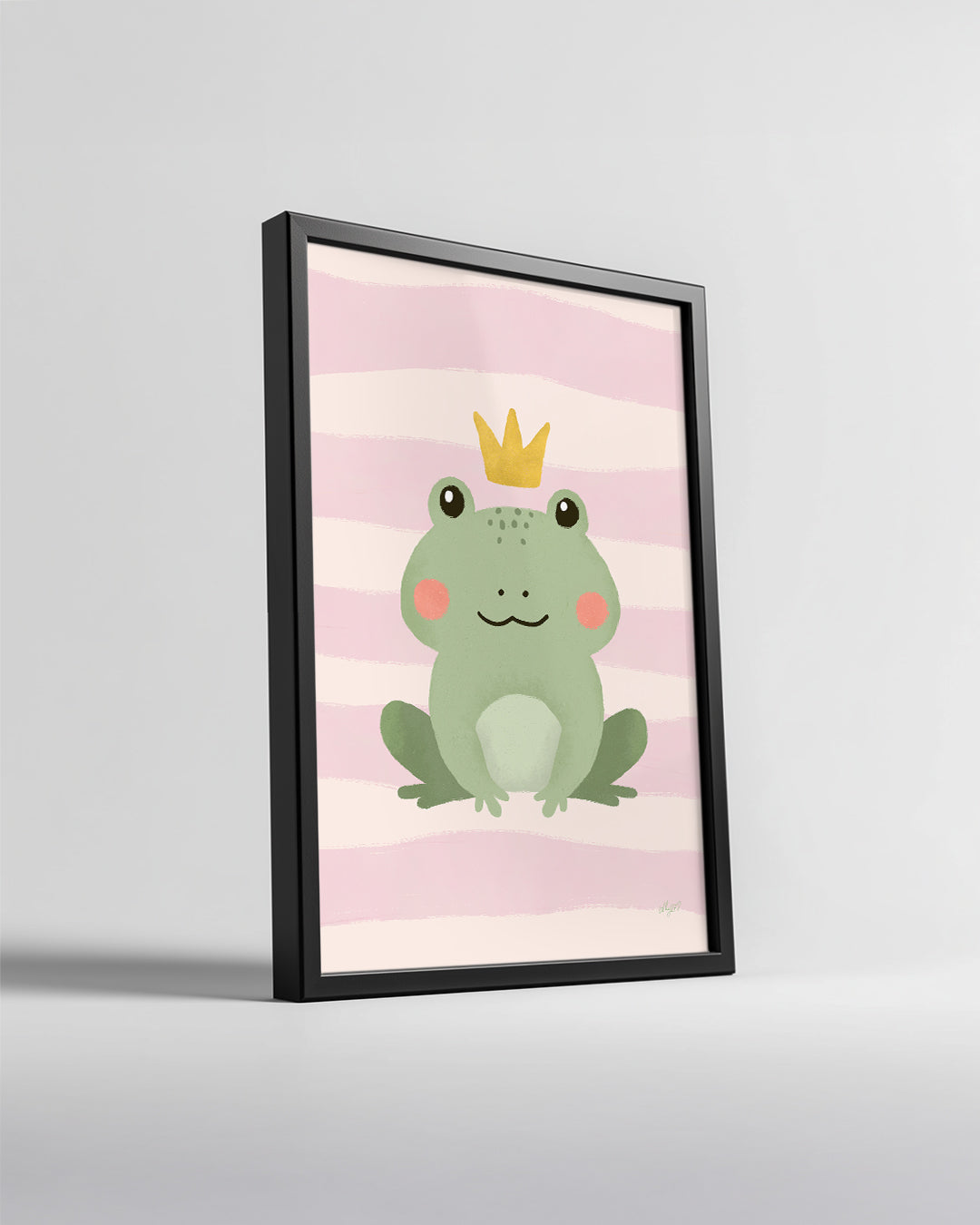 Kurbağa Prens - Sevimli Taçlı Karakter İllüstrasyonu Poster Tablosu