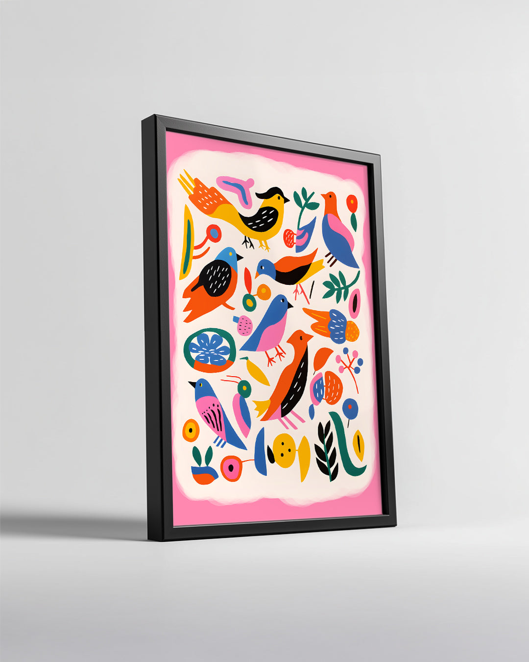 Kuş - Renkli Çizim Deseni Poster Tablosu