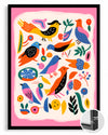 Kuş - Renkli Çizim Deseni Poster Tablosu